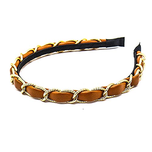 Cerchietto A Fascia Donnafascia Per Capelli In Flanella Con Catena Dorata Alla Moda Temperamento Semplice E Versatile Copricapo Da Ragazza Con Forcina Sottile-La-6