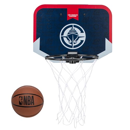 Franklin Sports NBA Los Angeles Clippers Mini Over the Door Basketball Hoop - Kids Indoor Mini Hoop with Ball - NBA Fan Shop Toy for Bedroom + Office - Over the Door Set by Franklin Sports - Used condition - US$18.67