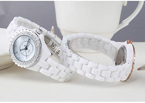 Gosasa Womens Luxury Wrist Watch Fashion Rhinestone White Ceramic Watch Casual Lady Nice Dress Watches (Silver) #TOP5