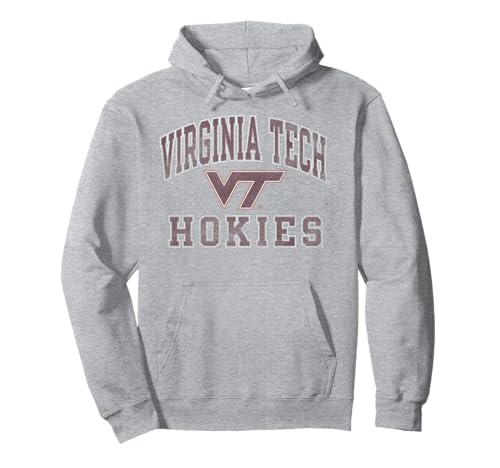 Virginia Tech Hokies Vintage Worn Gray Officially Licensed Pullover Hoodie