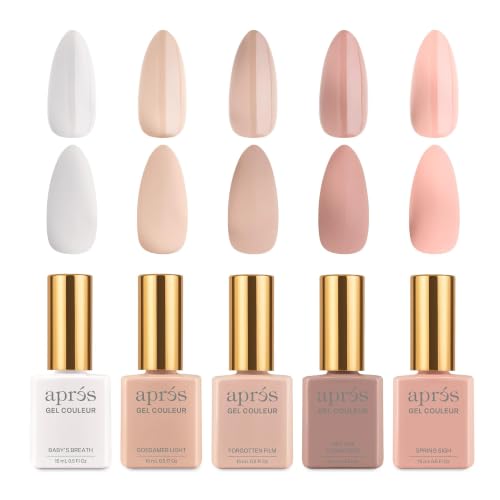 APRÉS Gel Couleur Combo Set, 5 Color Gel Nail Polish,