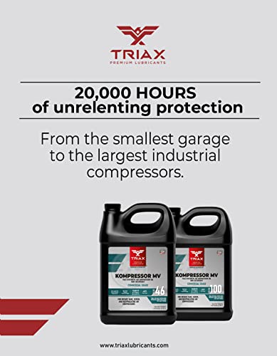 Triax Kompressor Mv 100 Full Synthetic Iso 100 (Sae 30) Air Compressor Oil - Non-Detergent - For Rotary, Vane, Screw, Reciprocal - High Temp, 20,000 Hour Life (1 Gallon) #TOP5