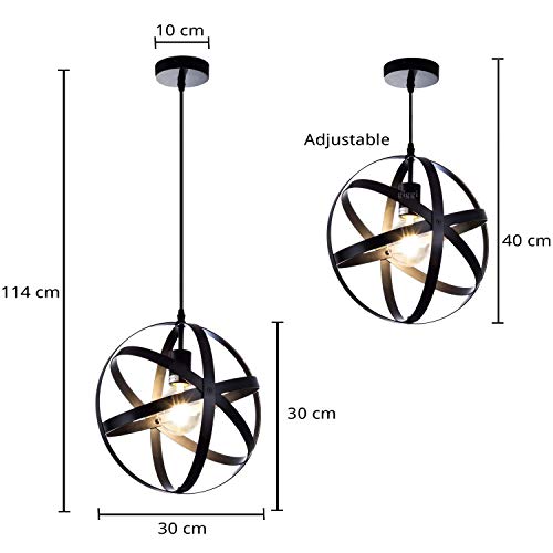 Giggi Black Ceiling Light, Modern Industrial Ceiling Lights with Adjustable Shape & Length, Round Pendant Light Fixture with E27 Fitting, Ceiling Lights Living Room Kitchen Bedroom Lounge Hallway - Image 5