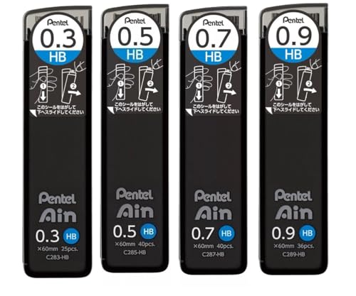 Kit Grafite Pentel Ain stein 03 05 07 09 HB