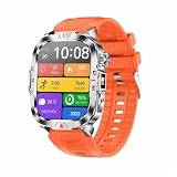 AHOLUX Smartwatch CR032, display IPS da 2,01', chiamata Bluetooth, protezione IP68, batteria da 410 mAh, torcia a LED, fitness tracker, compatibile con Android e iOS, marrone