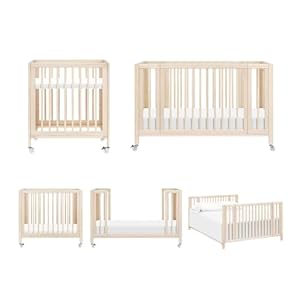 babyletto Rolli 9-in-1 Convertible Baby Crib w/Wheels – Includes Conversion Kits for Bassinet, Standard Crib, Toddler Bed, Daybed & Junior Bed – GREENGUARD Gold – 3 Adjustable Heights, Washed Natural