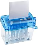 JIKIOU Mini Hand Shredder Portable Paper Shredder Manual Shredder Documents Paper Cutting Tool Home Office Desktop Stationery Christmas Birthday Gift Blue