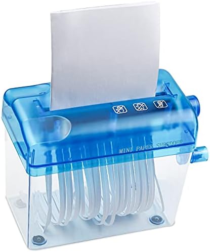 JIKIOU Mini Hand Shredder Portable Paper Shredder Manual Shredder Documents Paper Cutting Tool Home Office Desktop Stationery Blue