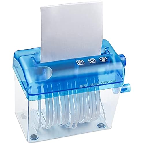 JIKIOU Mini Hand Shredder Portable Paper Shredder for Office Home Blue