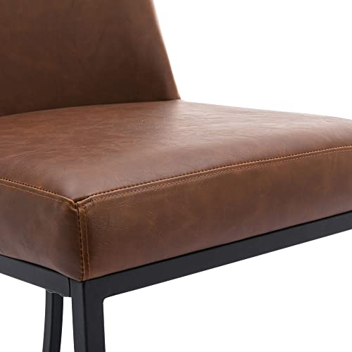 Vescasa Faux Leather Upholstered Dining Chairs With Back, Mid Century Modern Chairs With Black Metal Frame For Dining Room, Restaurant, Kitchen, Set Of 6, Brown #TOP3