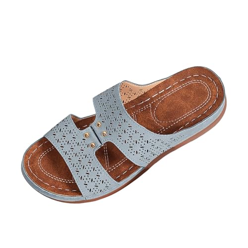 Generisch Mocasines de moda para mujer, informales, diseño de puntera abierta con estilo de corte, perfecto para trajes de verano. Tacón de cuña de moda, ideal para jeans., azul claro, 41 EU