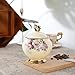 fanquare Vintage Porcelain Sugar Bowl with Lid, 12 Ounce Large Ceramic Sugar Jar with Lid, Floral Porcelain Coffee Creamer Sugar Holder for Kitchen Countertop, Coffee Bar