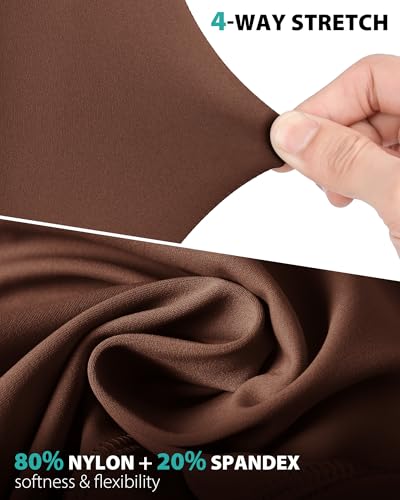AOPREL High Waisted Yoga Pants with Pockets – Tummy Control Compression Leggings for Women, Running, Gym, Lounge Brown — view 6