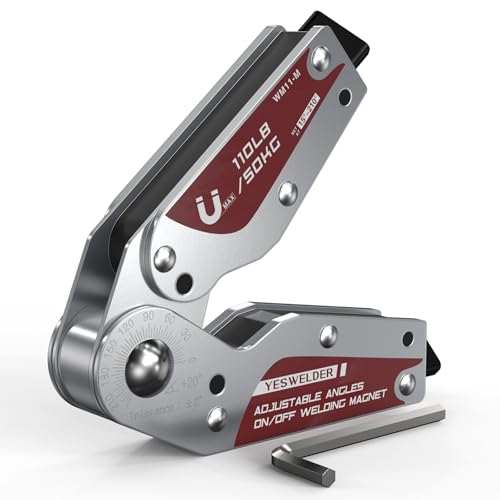YESWELDER Adjustable Angle On/Off Welding Magnet, 20-200° Angle Magnetic Welding Holder, 110LB/50KG Switchable Holding Power Welding Accessory