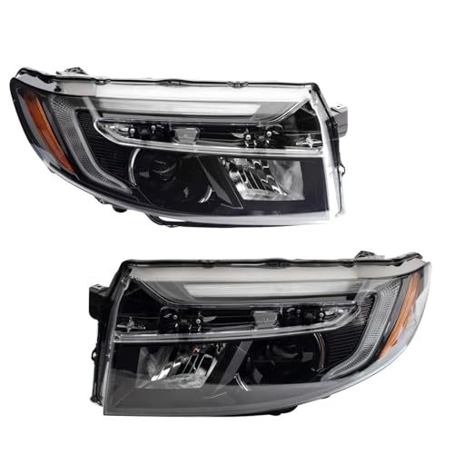 Image of TRQ 2 Piece Headlight Assembly Set Driver & Passenger Side Compatible with Honda Ridgeline Black Edition 2021-2025 RTL-E 2021-2023 Passport 2022-2025 With 7 Pin Conntector HO2502207 HO2503207