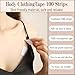 100 Strips Double Sided Clothing Tape for Fashion, Waterproof Body Tape, Strong Adhesive Transparent Fabric Tape for Clothes & Skin, Invisible Tape for All Skin Tones
