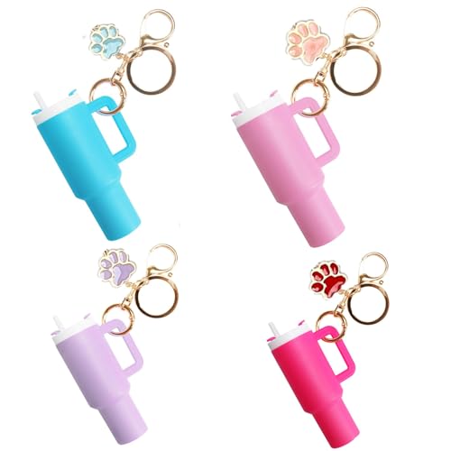 EROLPXE Mini Tumbler Keychain (4 Pack) for Stanley Cup, Cute Mini Cup Keychain Chapstick Holder for Women Men Girls Purse Handbag Backpack