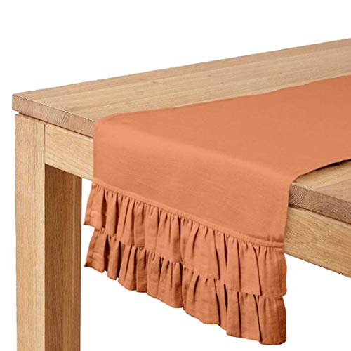 Vargottam Horario de Vacaciones Fiesta de la Boda de Naranja Decoracin del hogar con Estilo Slido Decoracin Configuracin Doble Volante de Mesa-14 x 144 Pulgadas