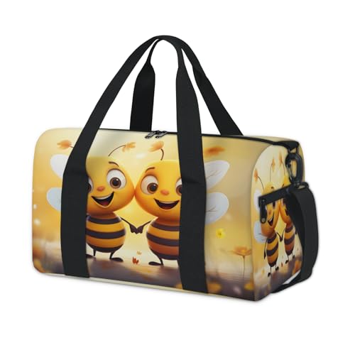Bee Design Sports Duffle Bag for Women Men Waterproof Overnight Weekender Bag with Adjustable Strap Travel Tote Bags for Beach Yoga Work Dance Swim