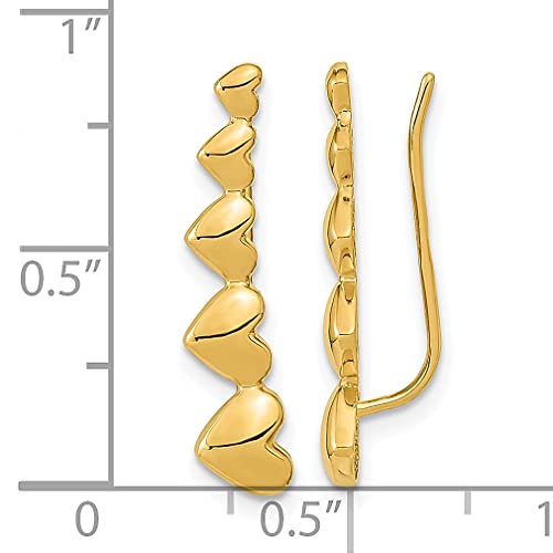 14K Yellow Gold Heart Ear Climber Earrings Love Fine Jewelry For Women Gifts For Her #TOP2