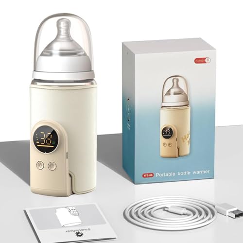 Image of StarAndDaisy Portable Baby Bottle Warmer for Kids /Electric Warmer with Strong Battery for 5 Feeds, Fast Type-C Charging, Built-in Temperature Sensor /Travel-Friendly & Time-Saving -Beige