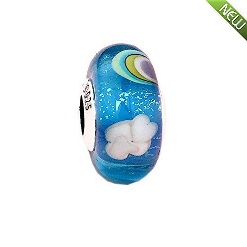 Preisvergleich Produktbild PANDOCCI 2018 Frühling schillernden Regenbogen Murano Glas Bead 925 Silber DIY Passt für Original Pandora Armbänder Charm Modeschmuck