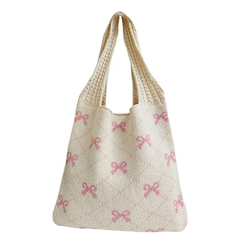 Image of Ovida Crochet Tote Bag Mesh Beach Bag Fairycore Hobo Bag Fairy Grunge Aesthetic Shoulder Bag Y2k Purse for Women Girls
