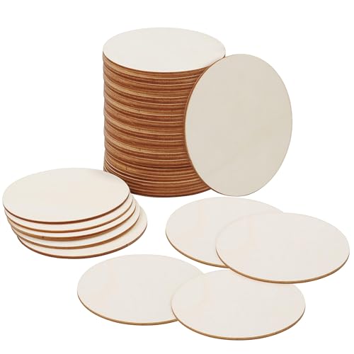 Belle Vous Rondin de Bois Deco - Lot 50x Cercle Bois de 10cm et 2mm Épaisseur pour Décorations Loisirs Etiquettes Sous-Verre Ornements Bricolage - Disque...