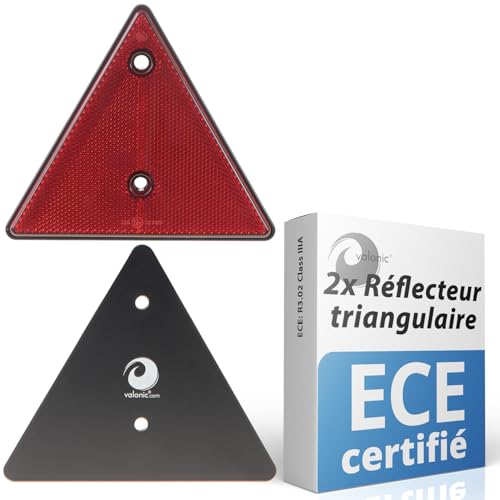 valonic Réflecteur triangulaire, 2 pièces - certifié selon ECE : R3.02 Class IIIA - 15cm - réflecteur pour remorque - rouge - pas de vis incluses,...