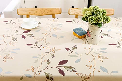 Chizoya Table Cloth Heavy Duty Vinyl Table Cloth For Rectangle Table Wipe Clean Pvc Tablecloth For Kitchen Dining Table (54X84 Inch, Leaves) #TOP2
