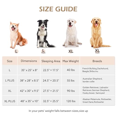 JOEJOY XL Orthopedic Dog Bed for Large Dogs Up to 90lbs - Extra Thick Foam Pet Bed Sofa with Bolster Sides, Large Sized Dog Bed with Removable Washable Cover, Non-Slip Bottom, Grey (42"x30") - Image 7