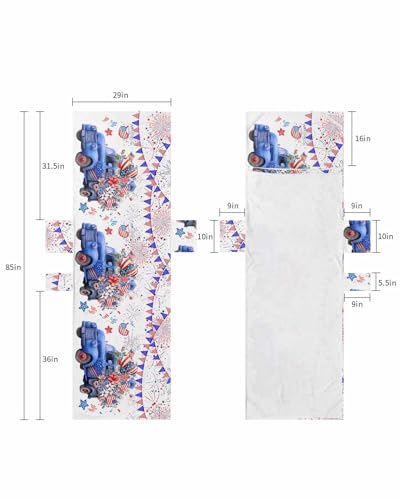 Blue Truck 4th of July Beach Lounge Chair Towel Cover, Soft Chaise Lounge Towel with Side Pockets Patio Pool Chairs Cover for Beach/Pool Sunbathing 29x85 Blue Red Floral Star Fireworks