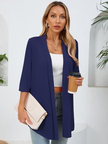 Image of Women's Lightweight Open Front Cardigans Casual Soft Drape Spring Summer Fall Cardigan S-3XL