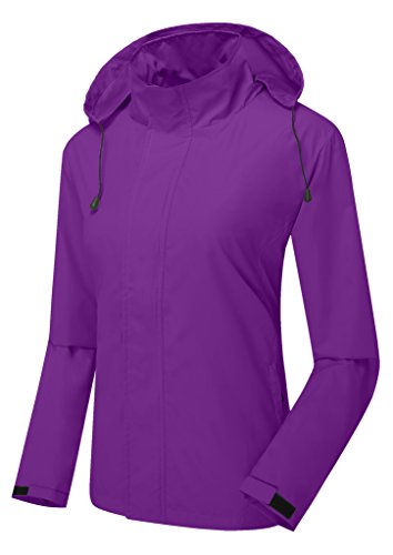 ZSHOW Women's Lightweight Packable Breathable UV Protect Windbreaker Jacket with Removeble Hood
