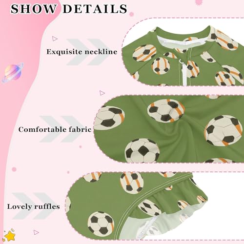 Football Sports Girls Long Sleeve Swimsuit One Piece Bathing Suit Zipper UPF 50+ Rashguard Swimwear B04048204