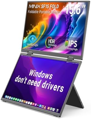 MINIX SF15 Monitor portátil dobrável duplo de 39.6 cm, 1080P FHD,...