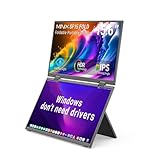 MINIX SF15 Fold Dual 15.6" Foldable Portable Monitor, 1080P FHD, 300 nits, 100W PD, Low Blue Light, Recyclable Metal, Type-C & HDMI for Laptops, Study, Creative Projects, Office Collaboration