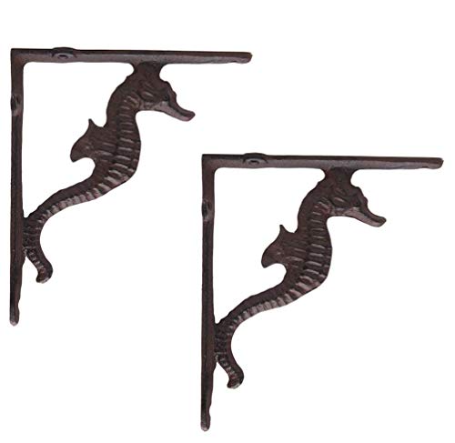 Brasstar Rustic Cast Iron Sea House Shelf Brackets Nautical Wrought Iron Wall Brackets Shelf Support Antique Replica Rust Color (2) #TOP17