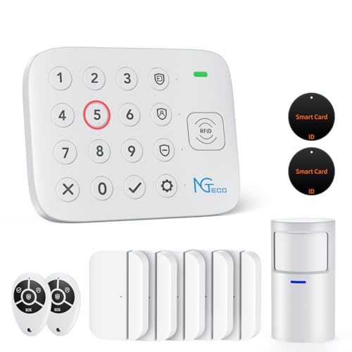 NGTeco 11-Piece Wireless Alarm System with Keypad, Wi-Fi Sec...