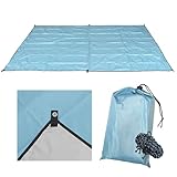 レジャーシート ピクニックマット 大判 収納袋付き 約 200×300cm 裏地あり コーナーループ ペグ穴 タープ サンシェード 軽量 防水 洗える 大きめ キャンプ アウトドア 遠足 運動会 花見 2~8人用 (パステルブルー, 200×300cm)