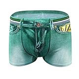 KAIXLIONLY Boxershorts Herren Sexy Unterhosen Männer Höschen Casual Boxer Shorts Atmungsaktive Retroshorts Gefälschte Jean Kurze Sexy Unterwäsche Sportunterwäsche