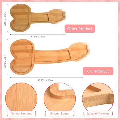 Fayoo Large Funny Charcuterie Boards Set Including 2 Big Aperitif Boards Bamboo Serving Tray, 4 Knife, 4 Sauce Dish and 10 Disposable Gloves Cute Novelty Housewarming Valentine\'s Day Gift for Party - Thumbnail 6
