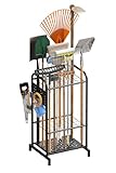 viewcare Garden Tool Organizer, Garden Tool Rack and Storage, Up to 35 Long-Handled Tools/Rakes/Brooms, Heavy Duty Steel Stand for Yard, Shed, Outdoor, Black