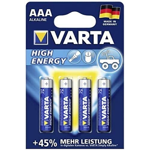 Varta 4903 - Batteria alcalina AAA ad alta energia, blu/argento, confezione da 4