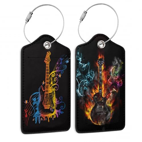 2-Pack Guitar Luggage Tags with Privacy Cover and Steel Loop