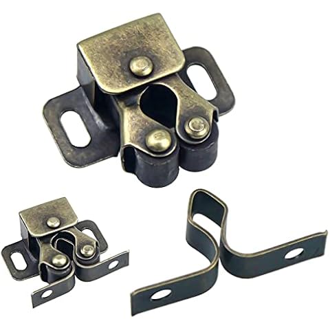 Natuce 12PCS Door Catches, Double Roller Strong Hold Cupboard Cabinet Door Catches with Screws, Double Roller Catch Cabinet Catch Door Latch for Home Furniture Cabinet Cupboard (Antique Bronzed) Cover