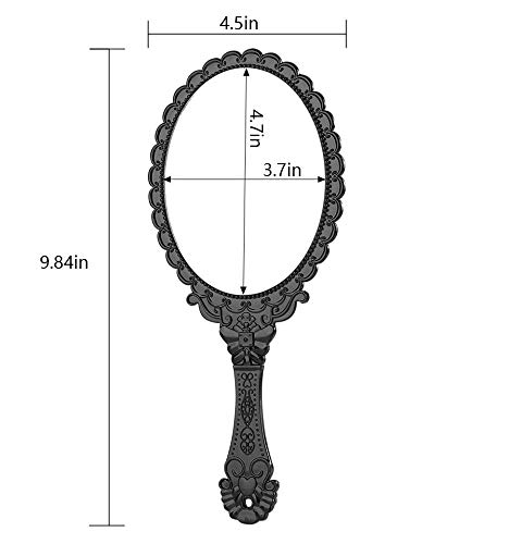 Xpxkj Hand Mirror Vintage Handheld Mirror With Handle Vanity Makeup Mirror Travel Mirrors (Black, Oval) #TOP2