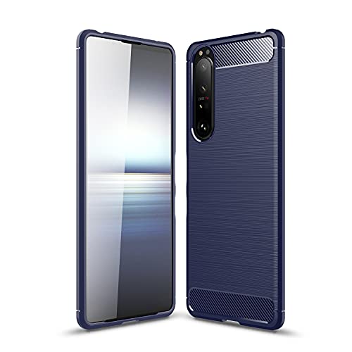 CruzerLite Funda compatible con Sony Xperia 1 III, diseño de textura de fibra de carbono, antiarañazos, absorción de golpes, para Sony Xperia 1 III (azul)