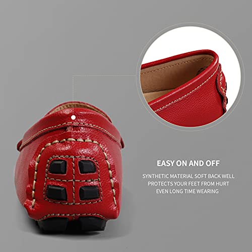 Artisure Women's Classic Handsewn Red Genuine Leather Penny Loafers Driving Moccasins Casual Boat Shoes Slip On Fashion Office Comfort Flats 6.5 M Us Sks-1221Hon065 #TOP6
