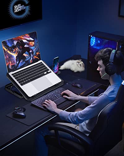 Aicheson Laptop Cooling Pad For 12-15.6 Inch, 6 Cooler Fans With Blue Lights, Laptop Cooling Stand With 2 Usb Ports (Blue) #TOP5